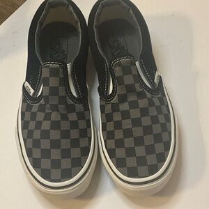 Vans Kids Checkered Slip-On Sneakers - Black and Gray